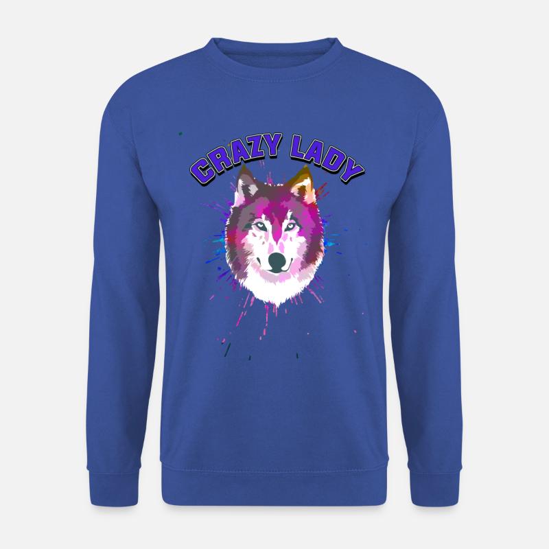 Wolf crazy lady - Unisex Pullover - Royalblau