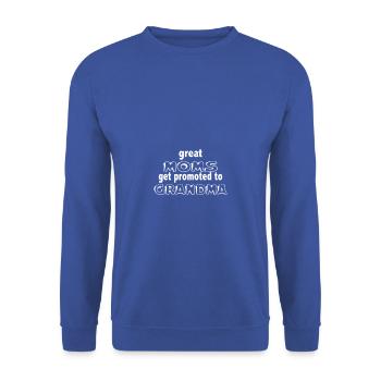 große Mütter zur Oma befördert - Unisex Pullover - Royalblau - Vorne - Alina (178cm) & Michal (187cm)