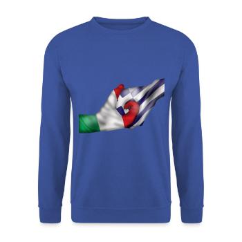 italie grèce italie grèce mains mains - Sweat-shirt Unisexe - bleu royal - Devant - Alina (178cm) & Michal (187cm)
