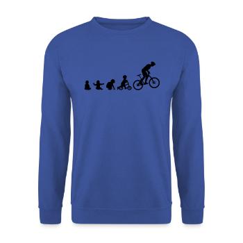 Baby Mountainbike Evolution I Geschenkidee Lustig - Unisex Pullover - Royalblau - Vorne - Alina (178cm) & Michal (187cm)