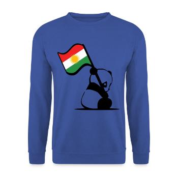 Kurdischer Panda. Süßer Panda mit Kurdistan Flagge - Unisex Pullover - Royalblau - Vorne - Alina (178cm) & Michal (187cm)