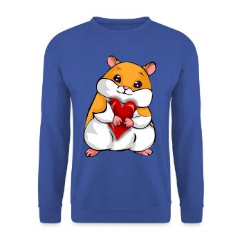 Hamster with a heart, cute golden hamster T shirt - Unisex Sweatshirt - royal blue - Front - Alina (178cm) & Michal (187cm)