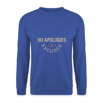 MOTTO: No apologies No excuses - Unisex Sweatshirt - royal blue - Front - Alina (178cm) & Michal (187cm)