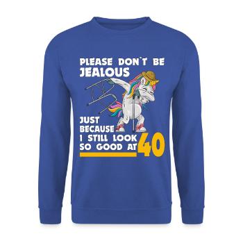 40th birthday 40 years unicorn with rollator stick - Unisex Sweatshirt - royal blue - Front - Alina (178cm) & Michal (187cm)