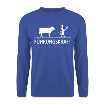 Führung Führungskraft Landwirt Kuh Landwirtschaft - Unisex Pullover - Royalblau - Vorne - Alina (178cm) & Michal (187cm)
