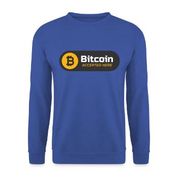 Bitcoin accepted here Bitcoin-Logo Crypto BTC - Unisex Pullover - Royalblau - Vorne - Alina (178cm) & Michal (187cm)