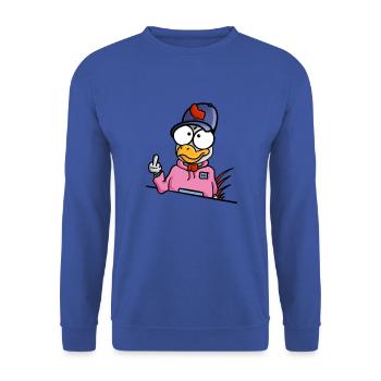 Poulet montre le majeur - Sweat-shirt Unisexe - bleu royal - Devant - Alina (178cm) & Michal (187cm)