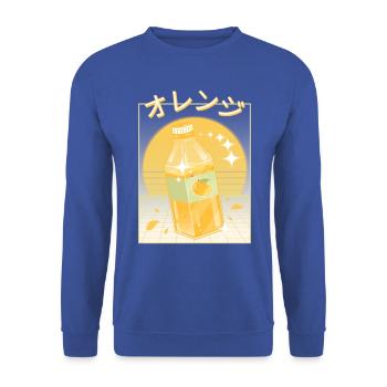 Retro japanische Orange Soda - Vaporwave Ästhetik - Unisex Pullover - Royalblau - Vorne - Alina (178cm) & Michal (187cm)