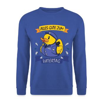 Vatertag Polizist Ente Polizei Badeente Papa Vater - Unisex Pullover - Royalblau - Vorne - Alina (178cm) & Michal (187cm)
