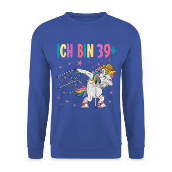 40 Jahre Einhorn ich bin 39+ 40. Geburtstag - Unisex Pullover - Royalblau - Vorne - Alina (178cm) & Michal (187cm)