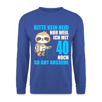 40. Geburtstag 40 Jahre Faultier Faultiere - Unisex Pullover - Royalblau - Vorne - Alina (178cm) & Michal (187cm)