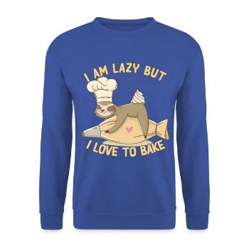 Faultier Bäcker lustiges Spruch Torten Süßigkeiten - Unisex Pullover - Royalblau - Vorne - Alina (178cm) & Michal (187cm)