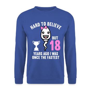 Il y a 18 ans 18 ans le plus rapide 18e anniversaire - Sweat-shirt Unisexe - bleu royal - Devant - Alina (178cm) & Michal (187cm)