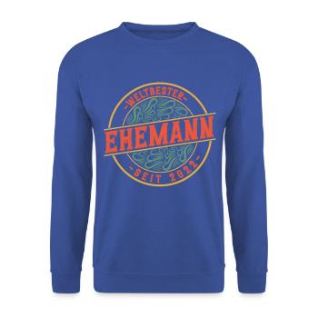Bester Ehemann seit 2022 1. Hochzeitstag - Unisex Pullover - Royalblau - Vorne - Alina (178cm) & Michal (187cm)