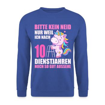 10 Jahre im Dienst 10 Jähriges Dienstjubiläum - Unisex Pullover - Royalblau - Vorne - Alina (178cm) & Michal (187cm)