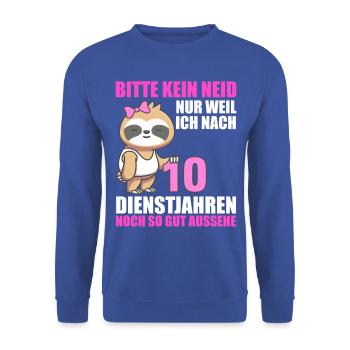 10 Jahre im Dienst 10 Jähriges Dienstjubiläum - Unisex Pullover - Royalblau - Vorne - Alina (178cm) & Michal (187cm)