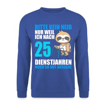 25 Jahre im Dienst 25 Jähriges Dienstjubiläum - Unisex Pullover - Royalblau - Vorne - Alina (178cm) & Michal (187cm)