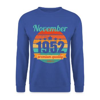 Born November 1952 70 years 70s 70th birthday - Unisex Sweatshirt - royal blue - Front - Alina (178cm) & Michal (187cm)