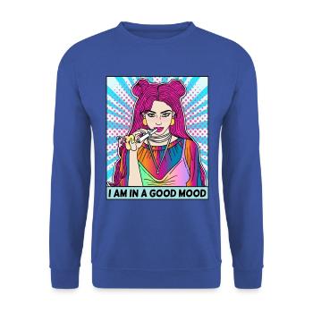 POP-ART ARTWORK JOINT SMOKING WOMAN - Unisex Sweatshirt - royal blue - Front - Alina (178cm) & Michal (187cm)