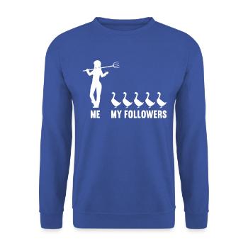Me and my followers farmer duck ducks - Unisex Sweatshirt - royal blue - Front - Alina (178cm) & Michal (187cm)