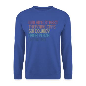 Thailand Walking Street Soi 6 LK Metro Pattaya - Unisex Pullover - Royalblau - Vorne - Alina (178cm) & Michal (187cm)