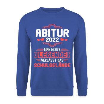 Abitur Gymnasium Damen und Herren Abi 2022 - Unisex Pullover - Royalblau - Vorne - Alina (178cm) & Michal (187cm)