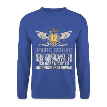 Abitur Gymnasium Damen und Herren Abi 2022 - Unisex Pullover - Royalblau - Vorne - Alina (178cm) & Michal (187cm)