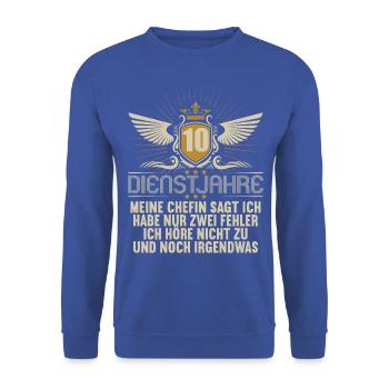10 Jahre im Dienst 10 Jähriges Dienstjubiläum - Unisex Pullover - Royalblau - Vorne - Alina (178cm) & Michal (187cm)