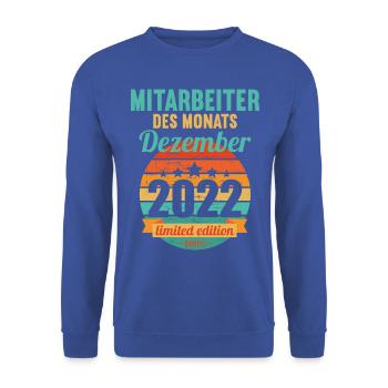 Mitarbeiter des Monats Dezember 2022 - Unisex Pullover - Royalblau - Vorne - Alina (178cm) & Michal (187cm)