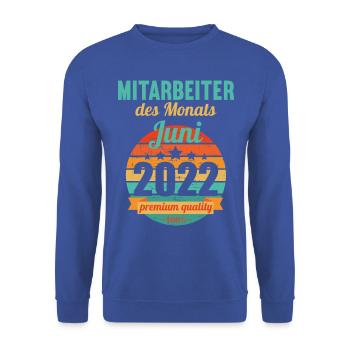 Mitarbeiter des Monats Juni 2022 - Unisex Pullover - Royalblau - Vorne - Alina (178cm) & Michal (187cm)