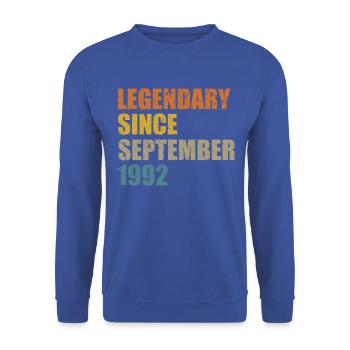 Born September 1992 30 years 30s 30th birthday - Unisex Sweatshirt - royal blue - Front - Alina (178cm) & Michal (187cm)