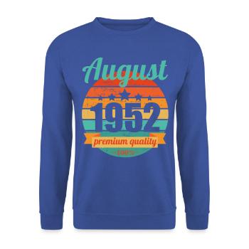 Born August 1952 70 years 70s 70th birthday - Unisex Sweatshirt - royal blue - Front - Alina (178cm) & Michal (187cm)