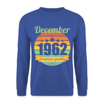 Born December 1962 60 years 60s 60th birthday - Unisex Sweatshirt - royal blue - Front - Alina (178cm) & Michal (187cm)