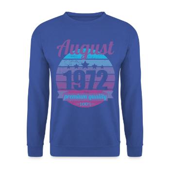 Born August 1972 50 years 50s 50th birthday - Unisex Sweatshirt - royal blue - Front - Alina (178cm) & Michal (187cm)
