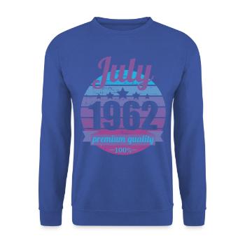 Born July 1962 60 years 60s 60th birthday - Unisex Sweatshirt - royal blue - Front - Alina (178cm) & Michal (187cm)