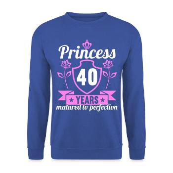 Fille de 40 ans 40 bday Princesse 40 anniversaire - Sweat-shirt Unisexe - bleu royal - Devant - Alina (178cm) & Michal (187cm)