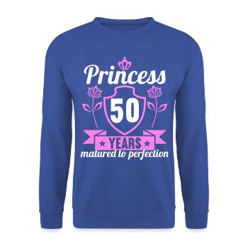 50 year old girl 50 bday Princess 50 birthday - Unisex Sweatshirt - royal blue - Front - Alina (178cm) & Michal (187cm)