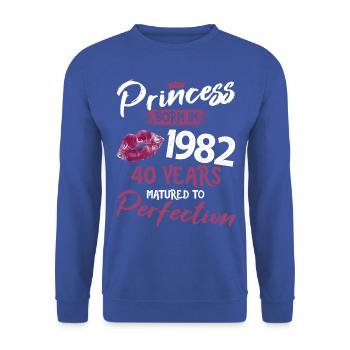40ème anniversaire 40 ans de perfection Princesse 1982 - Sweat-shirt Unisexe - bleu royal - Devant - Alina (178cm) & Michal (187cm)