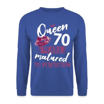 70 year old girl 70 bday Queen 70 birthday - Unisex Sweatshirt - royal blue - Front - Alina (178cm) & Michal (187cm)