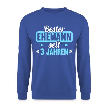Beste Ehefrau Bester Ehemann seit 3 Jahren - Unisex Pullover - Royalblau - Vorne - Alina (178cm) & Michal (187cm)