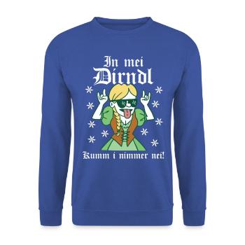 In mei Dirndl kumm i nimmer nei Dirndl Ersatz - Unisex Pullover - Royalblau - Vorne - Alina (178cm) & Michal (187cm)