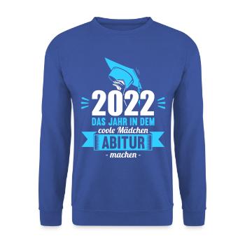 Abitur Gymnasium Damen und Herren Abi 2022 - Unisex Pullover - Royalblau - Vorne - Alina (178cm) & Michal (187cm)