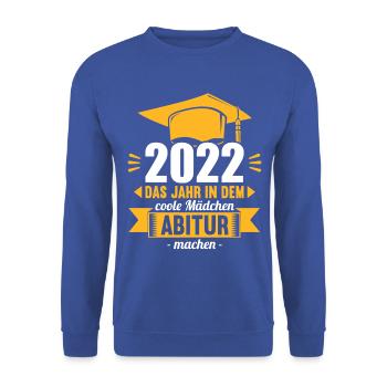 Abitur Gymnasium Damen und Herren Abi 2022 - Unisex Pullover - Royalblau - Vorne - Alina (178cm) & Michal (187cm)