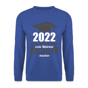 Abitur Gymnasium Damen und Herren Abi 2022 - Unisex Pullover - Royalblau - Vorne - Alina (178cm) & Michal (187cm)