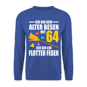 Alter Besen Junger Feger 64 Jahre 64. Geburtstag - Unisex Pullover - Royalblau - Vorne - Alina (178cm) & Michal (187cm)