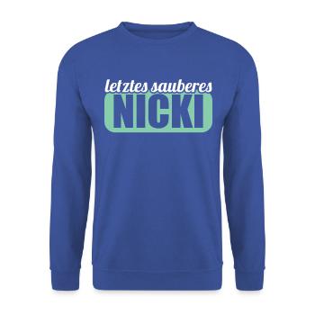DDR Osten Ossi Letztes sauberes Nicki - Unisex Pullover - Royalblau - Vorne - Alina (178cm) & Michal (187cm)