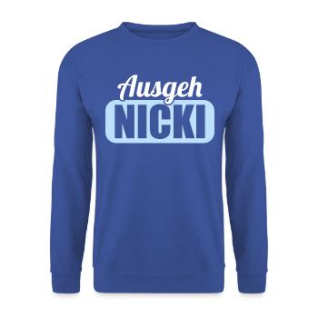 DDR Ostdeutschland Osten Ossi Ausgeh Nicki - Unisex Pullover - Royalblau - Vorne - Alina (178cm) & Michal (187cm)