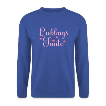 LieblingsTante. Nichte Neffe Baby Tanten - Unisex Pullover - Royalblau - Vorne - Alina (178cm) & Michal (187cm)