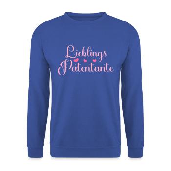 Lieblingspatentante Patenkind Baby Patentante - Unisex Pullover - Royalblau - Vorne - Alina (178cm) & Michal (187cm)