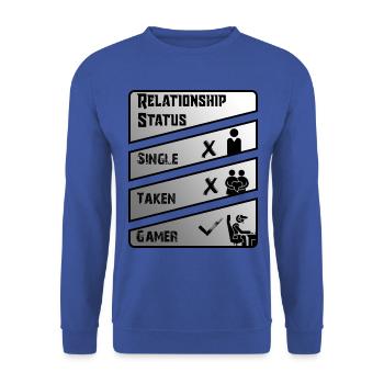 Relationship status, singel, forgiven, gamer, gambler - Unisex Sweatshirt - royal blue - Front - Alina (178cm) & Michal (187cm)